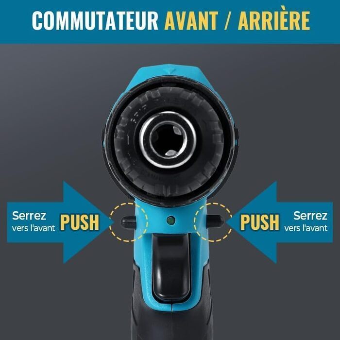 Акумуляторний дриль-шуруповерт 28V з 2 акумуляторами та аксесуарами для дому. 25+3 налаштування крутного моменту, LED-лампа