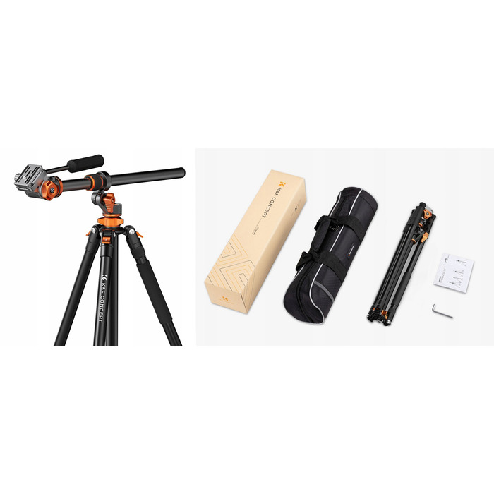 Штатив K&F Concept T254A7 + FH-03, 231 см, чорний