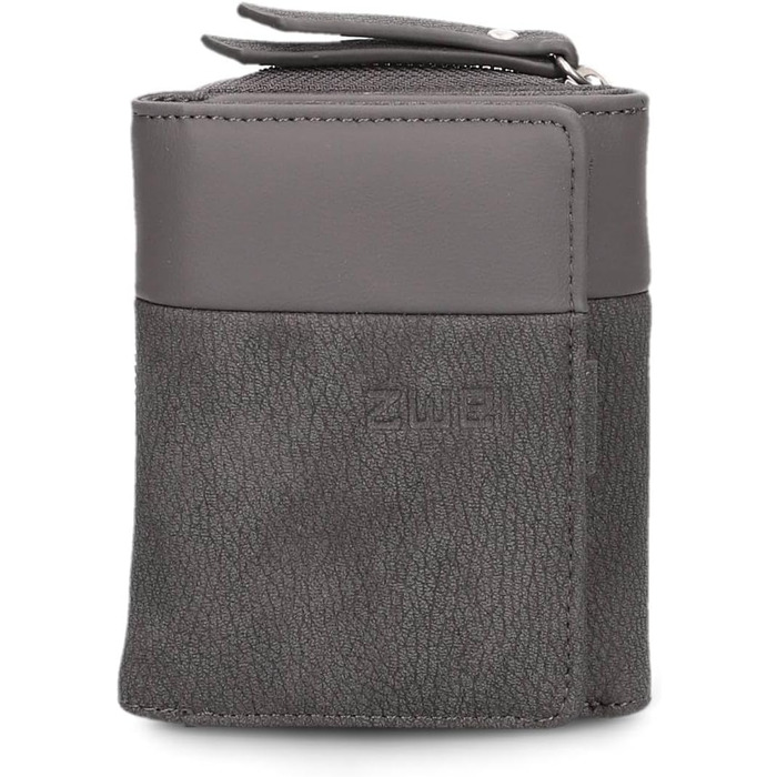 Two Ladies Wallet Eva EVW15 compact wallet, 6 card slots, ONE bill compartment, ONE see-through pocket, coin pocket on the outside, compartment for shopping trolley coins, modern and elegant wallet (Nubuk-Stone)