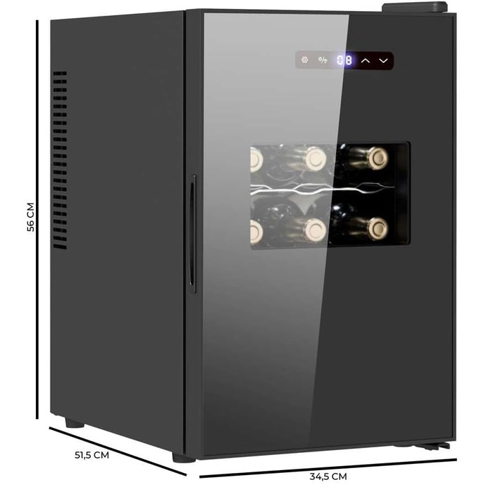 Cecotec Bolero GrandSommelier 36000 Wine Cooler - 95 Liter Compressor Wine Fridge with Adjustable Temperature, Touch Panel, LED Lighting & Quiet Operation (Black, Series 30, 15 Bottles)