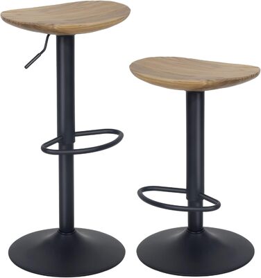 YOUNIKE Adjustable Bar Stools 2-Pack - Wooden Swivel Bar Height Stools with Footrest for Kitchen & Bar - Antique Brown