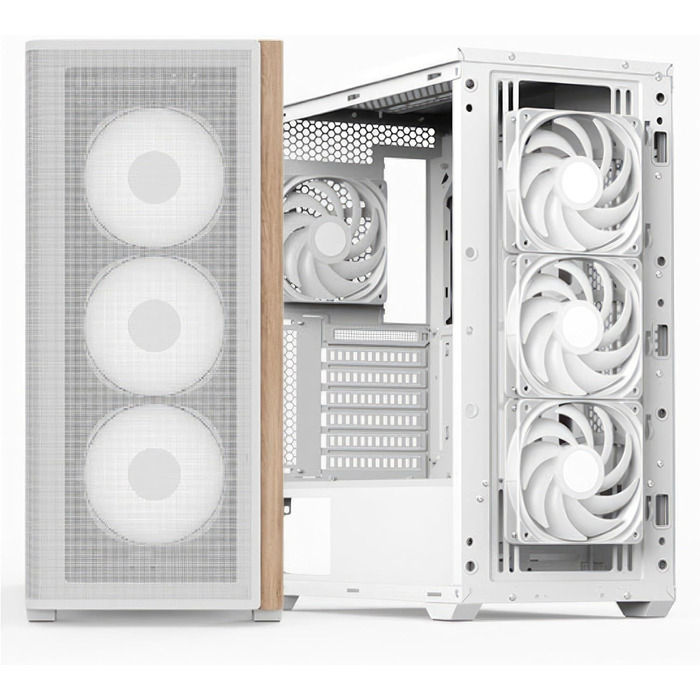 Корпус для ПК Aerocool D502A Mid-Tower: сітка Airflow, 4 RGB-вентилятори, підтримка ATX/Micro-ATX/Mini-ITX, скло, білий колір
