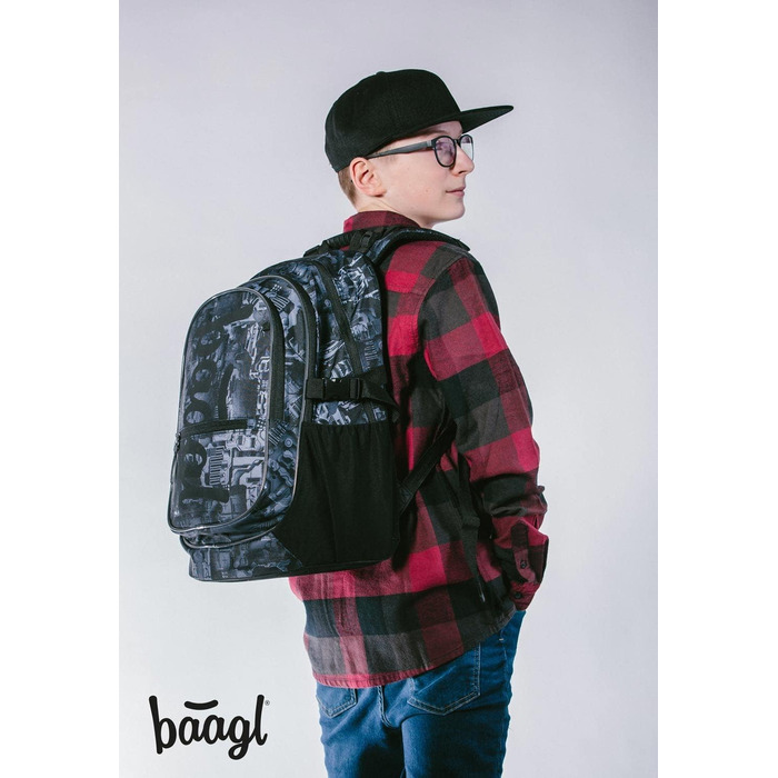 Шкільний рюкзак Baagl для хлопчика (3 шт.): рюкзак, пенал, сумка. Ергономічний, для початкової та середньої школи. З нагрудним ременем (Technic)