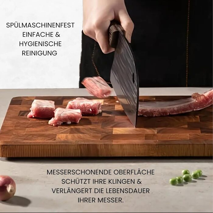 Messerglück® Premium Cutting Board made of solid Acacia wood - Antibacterial wood & dishwasher-safe - Ideal kitchen board for hobby and professional chefs - 36 x 24 x 2.5 cm