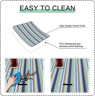 Плед для пікніка LIVEHITOP водонепроникний XXL 150x200 см, синій в смужку – для пляжу, кемпінгу, парку, барбекю