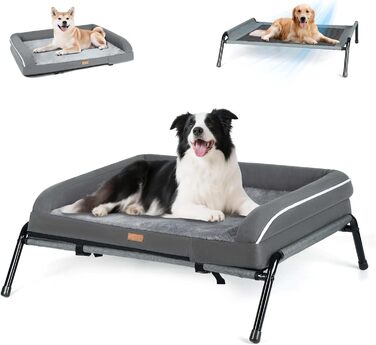 Ортопедичне ліжко для собак середнього розміру, 2-в-1, для собак маленьких та середніх порід, зручне диван-ліжко з піною у формі яйця, можна прати, м'яке, сіре (S)