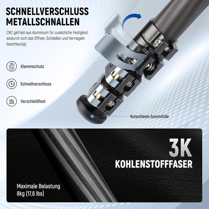 Штатив для камери NEEWER BASICS 77' з моноподом, кульковою головкою 360°, QR-пластиною Arca, компактний, легкий, алюмінієвий, для подорожей, відеозйомки, максимальне навантаження 6 кг (LT37)