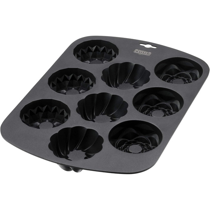 Форма для кексів Kaiser Inspiration, 9 кексів, 3 дизайни гугельхупф, антипригарне покриття, 38 x 27 см