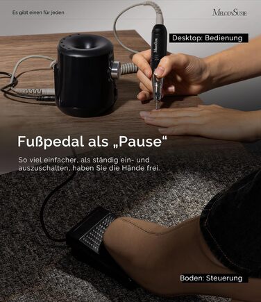 Електричний фрезер для нігтів MelodySusie 30000 об/хв: професійний набір для манікюру та педикюру з педалем. Підходить для гелю та акрилу.