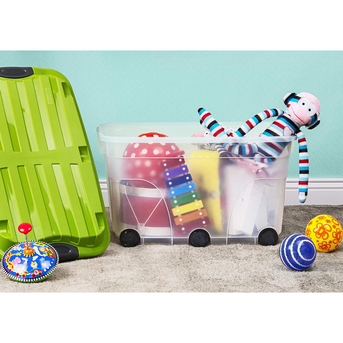Rotho Roller 6 2-Piece Storage Box Set, 57L with Lid and Wheels
