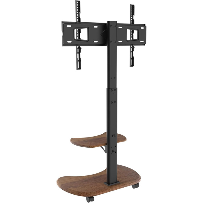 Підставка для телевізора Stellar на колесах з полицею, біла (волоський горіх), для телевізорів 32-70 дюймів, до 45 кг, VESA 600x400