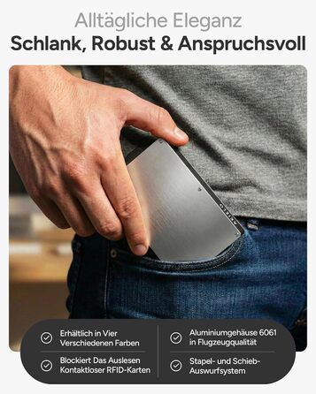 Кластинка для карток з RFID захистом та подарунковою коробкою – Мінімалістичний гаманець для чоловіків – Компактний картхолдер з безконтактним захистом (Alpha Collection) 05. Срібний випуск
