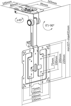 Настінний кріплення для монітора My Wall HL45-3L, 58-140 см (23-55 дюймів), чорний, регульований (нахил, поворот)