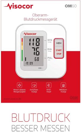 Тонометр на плече Om60 з універсальною манжетою (22-40 см) для автоматичного вимірювання артеріального тиску та пульсу