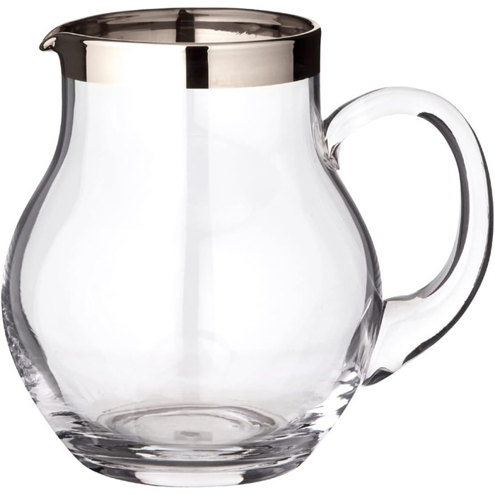 EDZARD Glass Giraffe Olivia, fine crystal glass pitcher with platinum rim, capacity 1.0 liter, height 16 cm
