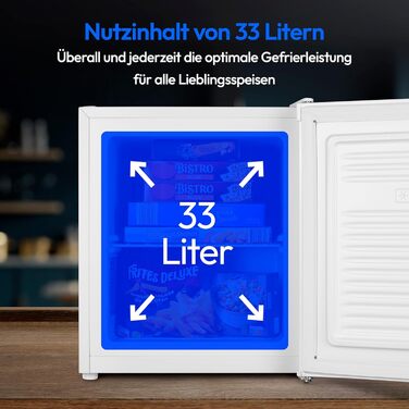 Міні-морозильна камера MEDION MD37675 сірого кольору (33 літри, 51 см, регульовані ніжки, ручка-виїмка, ручне регулювання температури, 4 зірки)