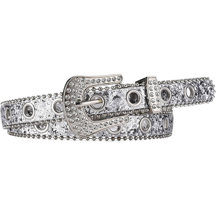 Жіночий пояс Fenteer з стразами, джинсовий, з пряжками, шкіряний, ширина 3,5 см (білий, 2,4 см)
