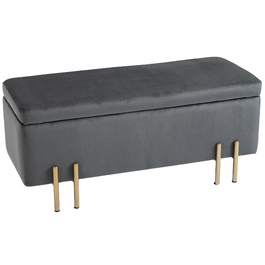 HOMCOM Bench with Cushion and Storage, Chest Bench, Dark Grey, Fabric, Metal, Rubberwood, 100x40x42cm for Entryway, Living Room