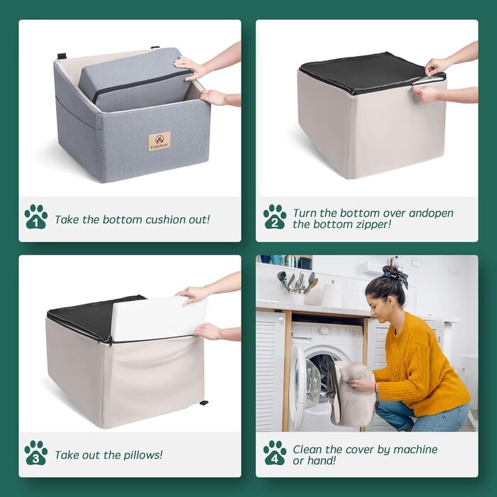 Автокрісло для собак, сіре, велике/маленьке, з підняттям та кишенями для зберігання. Підходить для собак до 25 кг або 2 цуценят. Знімне та пральне.