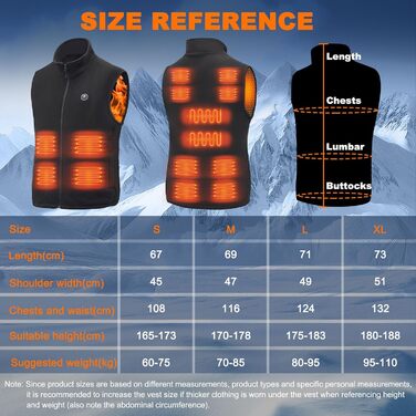 Обогревна жилетка з powerbank 27000mAh для чоловіків та жінок, 14 зон обігріву, 3 температурні режими, для активного відпочинку, мотоцикла, риболовлі, кемпінгу, катання на лижах, чорна