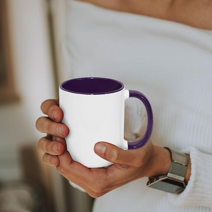 MR.R 11 Unzen Sublimation blank mugs, blank white mug, mug with purple color inside and handle, set of 6