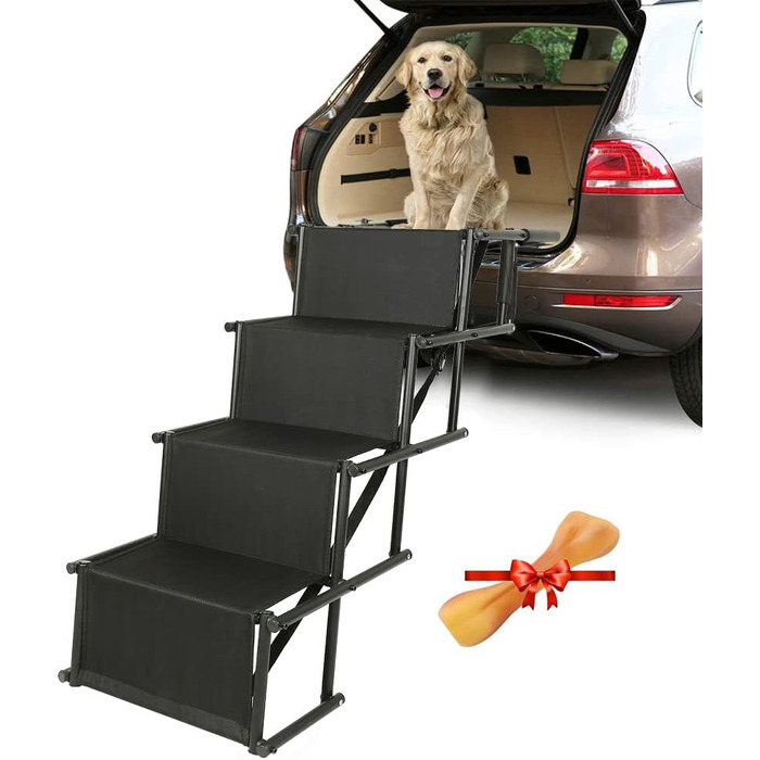 Зручна рампа для собак у машину, підходить для великих та маленьких собак. Рампа для собак у автомобіль, чорного кольору, витримує до 90 кг (139x45x76 см)