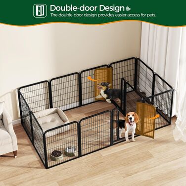 Yaheetech Folding Dog Playpen - 100cm High, 6-Panel, Portable Dog Kennel with Door for Indoor & Outdoor Use - Easy Assembly