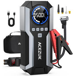 Портативний пусковий пристрій Starthilfe Powerbank для автомобіля з компресором 150PSI, 12V, 6000A, LED-ліхтарик