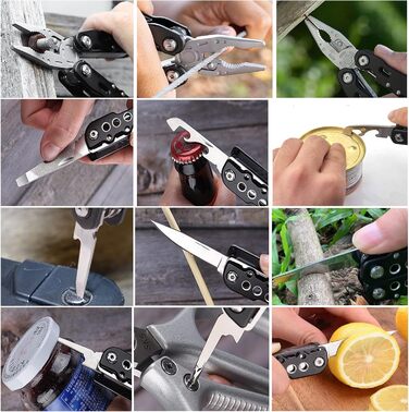 Мультитул з нержавіючої сталі 24-в-1, багатофункціональний інструмент для кемпінгу та ремонту, чорний