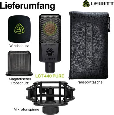 LCT 440 Pure - XLR конденсаторний мікрофон з 1' капсулою: ідеальний для вокалу, інструментів, подкастів та стрімінгу. У комплекті: мікрофонна павутина, поп-фільтр, вітрозахист та транспортна сумка.