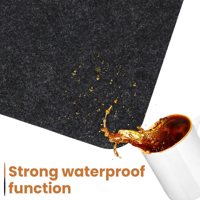 Підкладка на стіл з фетру | 100x40 см | Нековзна килимок для миші | Великий килимок для столу | Захист столу для офісу та дому (темно-сірий)