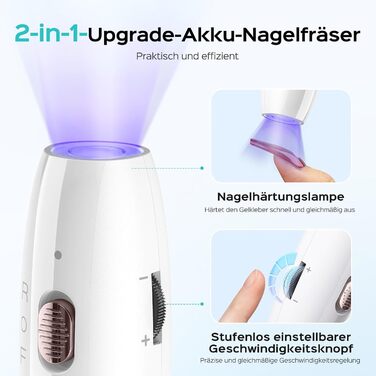 Професійний набір для манікюру та педикюру Coslus: електрична фрезер з регулюванням швидкості, світлом, металевими насадками та USB-C зарядкою