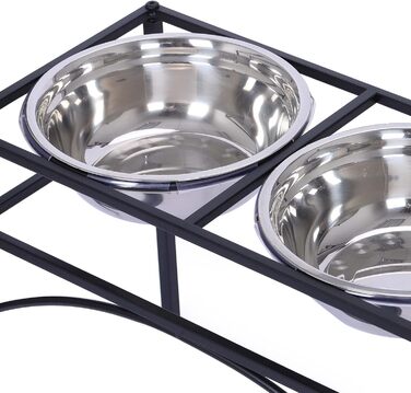 Підставка для мисок для собак маленьких, середніх та великих порід з 2 нержавіючих мисок, стабільна станція для годування, неслизька підставка для мисок для води та корму, годівниця для собак (S)