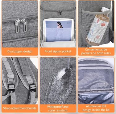 Терморюкзак 24L, ізольований, для пікніків, кемпінгу, пляжу, походів (сірий)