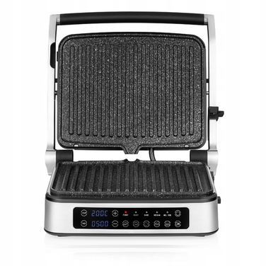 Електричний гриль Zeegma Chef 2100W, сріблястий, таймер, 5 програм, антипригарне покриття