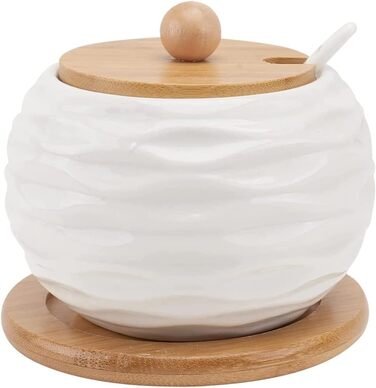 Керамичні банки для спецій, цукру та солі з бамбуковими кришками та ложками - набір для кухні