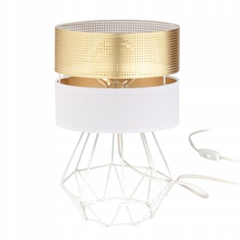 Настільна нічна лампа з ажурним золотистим абажуром, патрон E27, LED