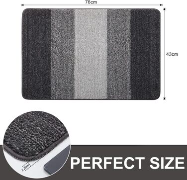 Килимок для дому Homaxy: антиковзаюча, міцна, швидковисихаюча, сірого кольору (43 x 76 см)