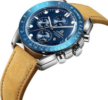 Годинник чоловічий LN LENQIN аналоговий кварцовий з датою, водостійкий 30M, модальний, повсякденний, коричневий, сріблястий, блакитний, без хронографа