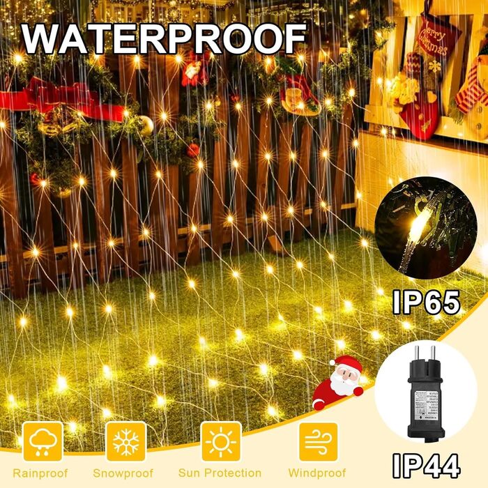 Ланцюжок прикрас LED 144 світлодіодів, мережа, тепле біле світло, для зовнішнього та внутрішнього використання, з пультом, таймером, 8 режимів, для кущів, саду, ялинки, кімнати, балкону