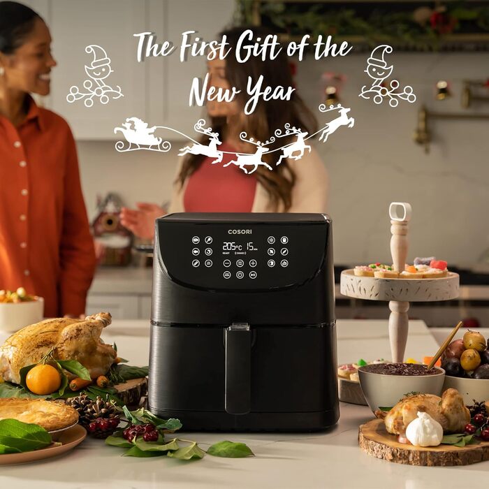 COSORI Air Fryer 5.5L XXL Air Fryer, Hot Air Fryer, Oil-Free Fryer, Airfryer with Digital LED Touchscreen, 11 Programs, Preheating & Keep Warm, Shake Mode, 100 Recipes in German, 1700W 5.5L Black+Colorful