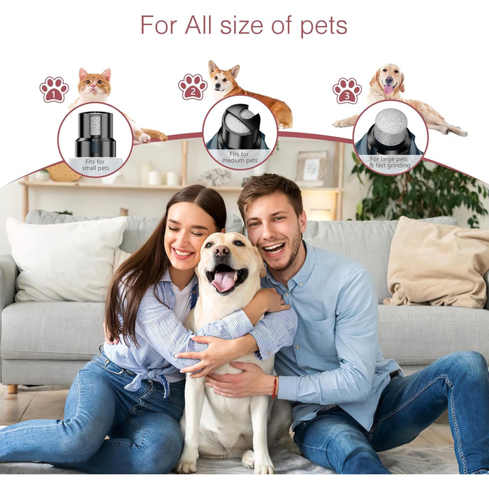 Електричний точилка для кігтів собак LOFICOPER з 6 швидкостями, 2 LED-ліхтариками, 3 портами, тихий для собак маленьких, середніх та великих порід
