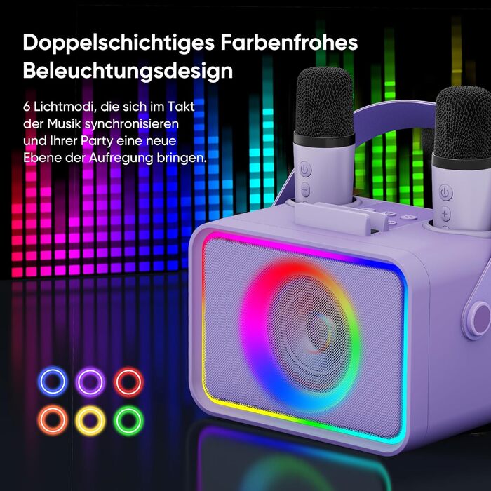 Караоке Машина з 2 Мікрофонами: Портативна Bluetooth Колонка для Караоке з Мікрофонами - Ідеальний Подарунок для Дорослів та Дітей