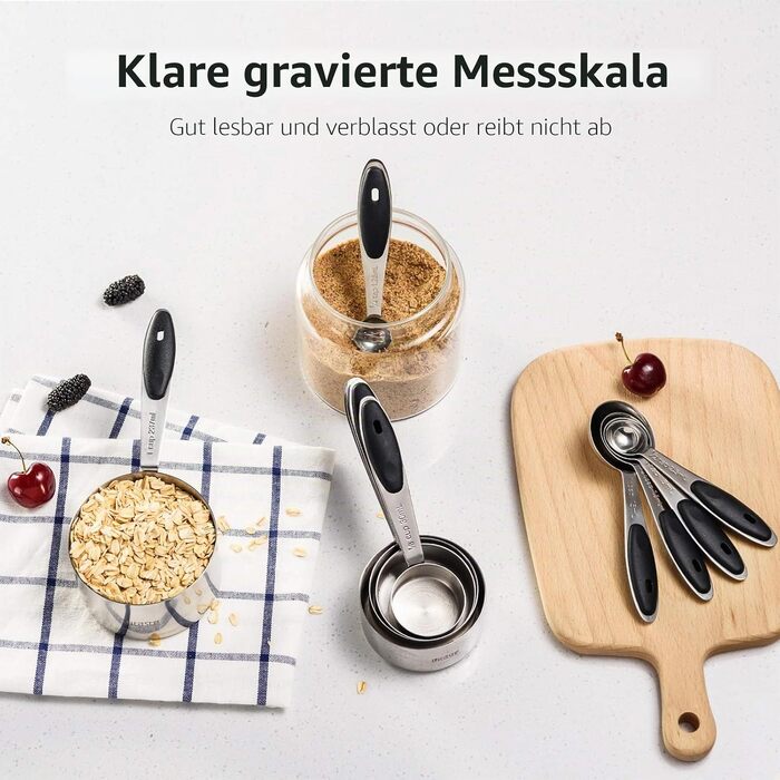 Мірний посуд U-Taste 18/8 з нержавіючої сталі, набір 10 шт., чорний – мірні чашки та ложки