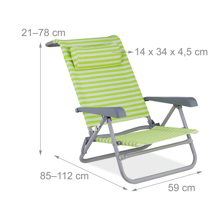 Relaxdays Folding Lounge Chair with Neck Pillow