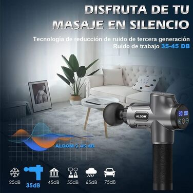 ALDOM Electric Massage Gun - Muscle Therapy Device with 30 Speed Settings & 8 Attachments - Percussion Massager for Men & Women