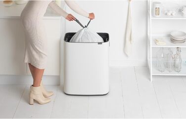 Відро для сміття Brabantia біле, 60 літрів, з одним внутрішнім відром