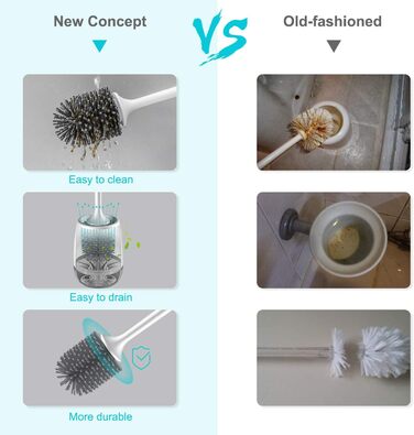 Силіконова щітка для унітазу EWEIMA з швидким висиханням та настінним кріпленням, 11.3 x 14 x 43.1 см