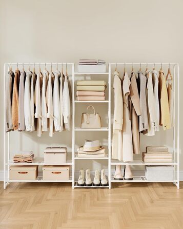 SONGMICS Взуттєва шафа, відкрита вішалка для одягу, металева, з полицями, 29 x 112 x 158,4 см, матово-білий LGR462W01