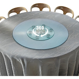 Roninkier Swivel Lazy Susan made of tempered glass for table top, 77cm large round clear dining table rotating tray serving platter with 6 rotating wheels, Heavy Duty tempered glass centerpiece turntable